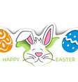happy easter greeting card with cute white bunny vector image