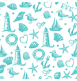 seamless pattern hand drawn sea themed objects vector image
