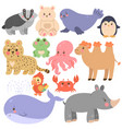 set cute animals in cartoon style isolated vector image vector image
