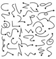 black drawn arrows set curves isolated vector image