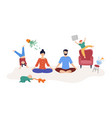 tired parents mom and dad two kids trying vector image