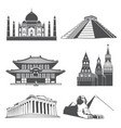 travel silhouette landmarks with famous world vector image