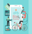 bicycles sharing system phones app vector image