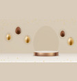 easter background with gold and chocolate eggs vector image