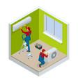 isometric technician repairing split air vector image