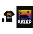 javanese rhino t shirt design silhouette retro vector image vector image