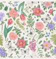 seamless pattern summer flowers vector image vector image