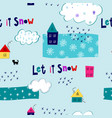 let it snow flakes fall winter season pattern vector image