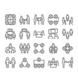 team icon meeting line icons set vector image