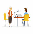 volunteer help senior woman - cartoon people vector image