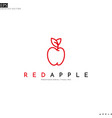 red apple line style logo vector image