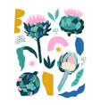collage contemporary stylized artichoke vector image