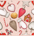 watercolor christmas seamless pattern with hearts vector image