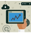 concept of hand holding tablet with statistic app vector image