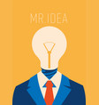 flat businessman with light bulb instead head vector image