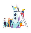 start up of businessmen males launching rocket vector image