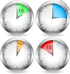 Green clock icons with red minutes charts Vector Image