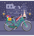 christmas bike landscape vector image vector image
