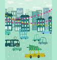 christmas holiday greeting card with city scene vector image