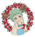 christmas girl portrait vector image