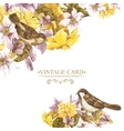 floral retro card with bird sparrows vector image