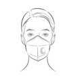 face mask woman wearing disposable medical vector image