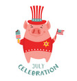 happy 4th of july funny pig celebration usa vector image vector image