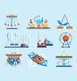 amusement park color set vector image vector image