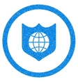 global shield rounded icon rubber stamp vector image