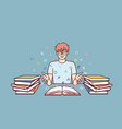 boy student reads books and gets new knowledge vector image vector image