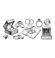 wedding rings and jewelry vector image vector image
