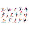 skiing snowboarding people winter sport vector image