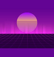 sci-fi neon sunset in the style of 80s synthwave vector image
