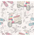 seamless pattern with shoes retro scooter vector image