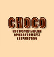 chocolate glossy font brown alphabet vector image vector image