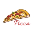 pepperoni pizza thin slice isolated sketch vector image
