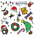 christmas doodle set vector image