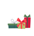 christmas gift boxes with ribbon bows in red vector image vector image