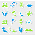 color simple fairy tales theme stickers set eps10 vector image