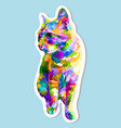 sticker colorful cat sitting looking side vector image vector image