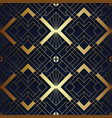abstract art deco seamless blue and golden pattern vector image vector image