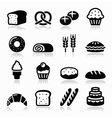 bakery pastry icons set - bread donut cake vector image vector image