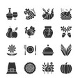 thanksgiving day black silhouette icon set vector image