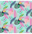 monstera tropic plant leaves and toucan bird vector image vector image