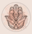 contour hamsa with boho pattern and watercolor vector image vector image
