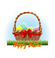 easter color eggs in the wooden traditional basket vector image vector image