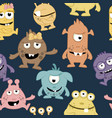 seamless pattern of cute cartoon monsters baby vector image vector image