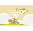 train and jet plane vector image