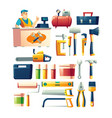 construction tools store assortment cartoon vector image