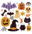 halloween doodle elements set vector image vector image